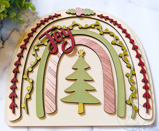 Christmas Boho Rainbow Wooden Tabletop Decor