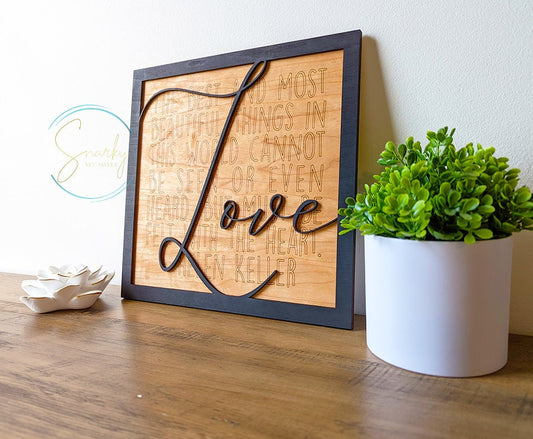 Love Layered Wood Engraved Sign, Housewarming Gift, Home Decor