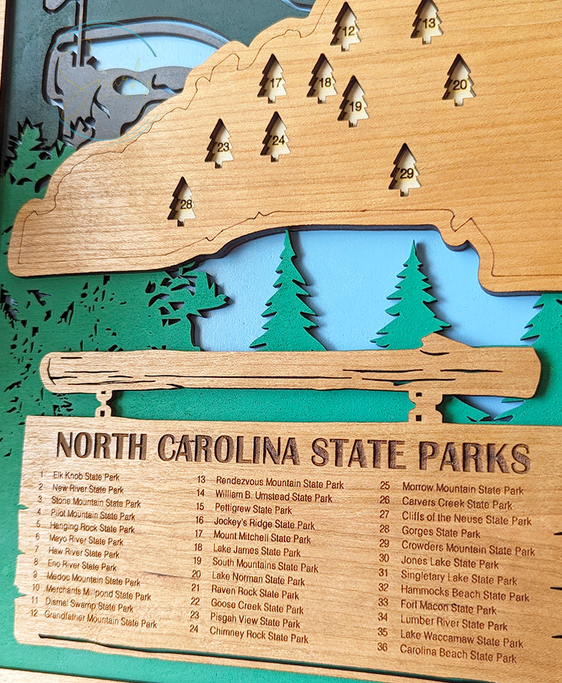 North Carolina State Parks Travel Map, State Parks Marker, US Travel Map, family road trip tracker, travel home decor, gift for hiker