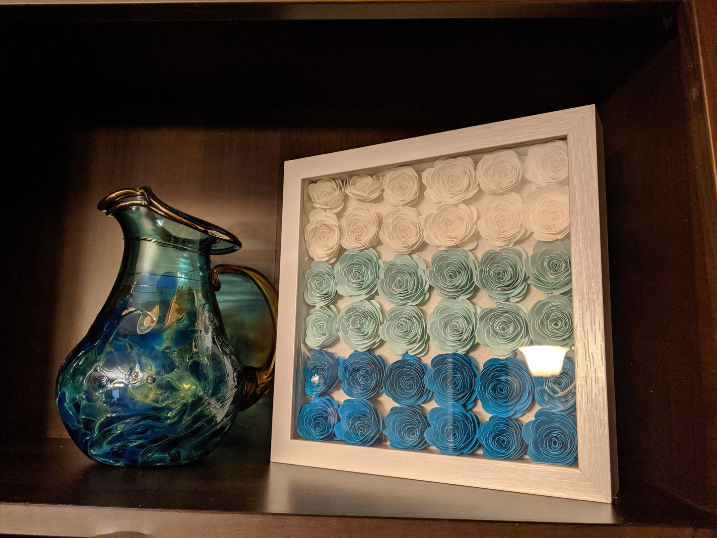 Rolled paper flower shadow box home sweet home decor