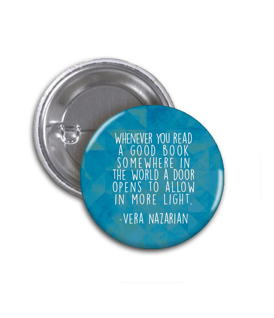 Vera Nazarian Books Pinback button- book lover pin gift 1.5 inches