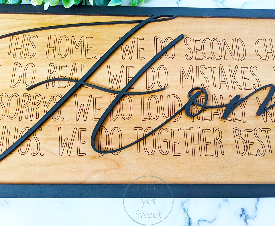 Home Layered Wood Engraved Sign, Housewarming Gift, Home Decor