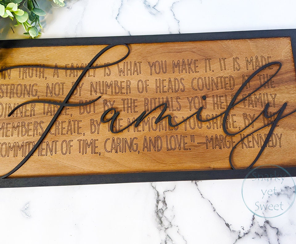 Family Layered Wood Engraved Sign, Housewarming Gift, Home Decor
