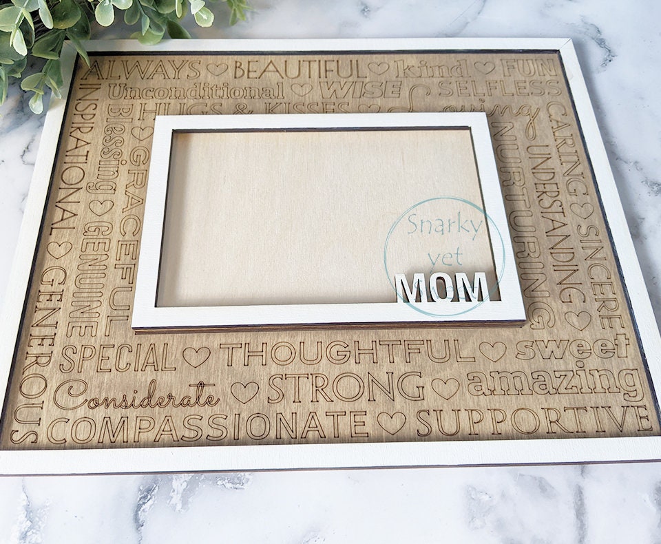 Mother's Day Photo Frame, wood engraved photo frame, personalized gift, gift for mom, gift for grandma