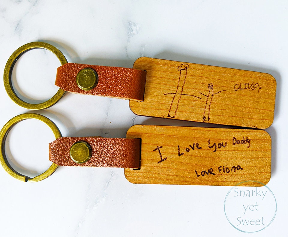 Custom wood engraved keychain, Father's Day, gift for dad