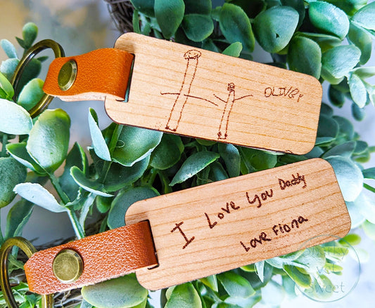 Custom wood engraved keychain, Father's Day, gift for dad
