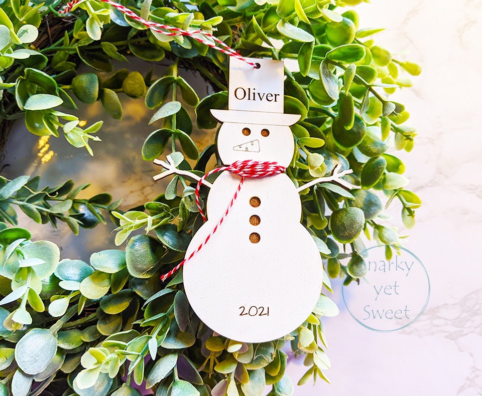 Snowman ornament, kids growth ruler, kids ornaments personalized, Christmas ornament, gift for grandma, gift from teacher