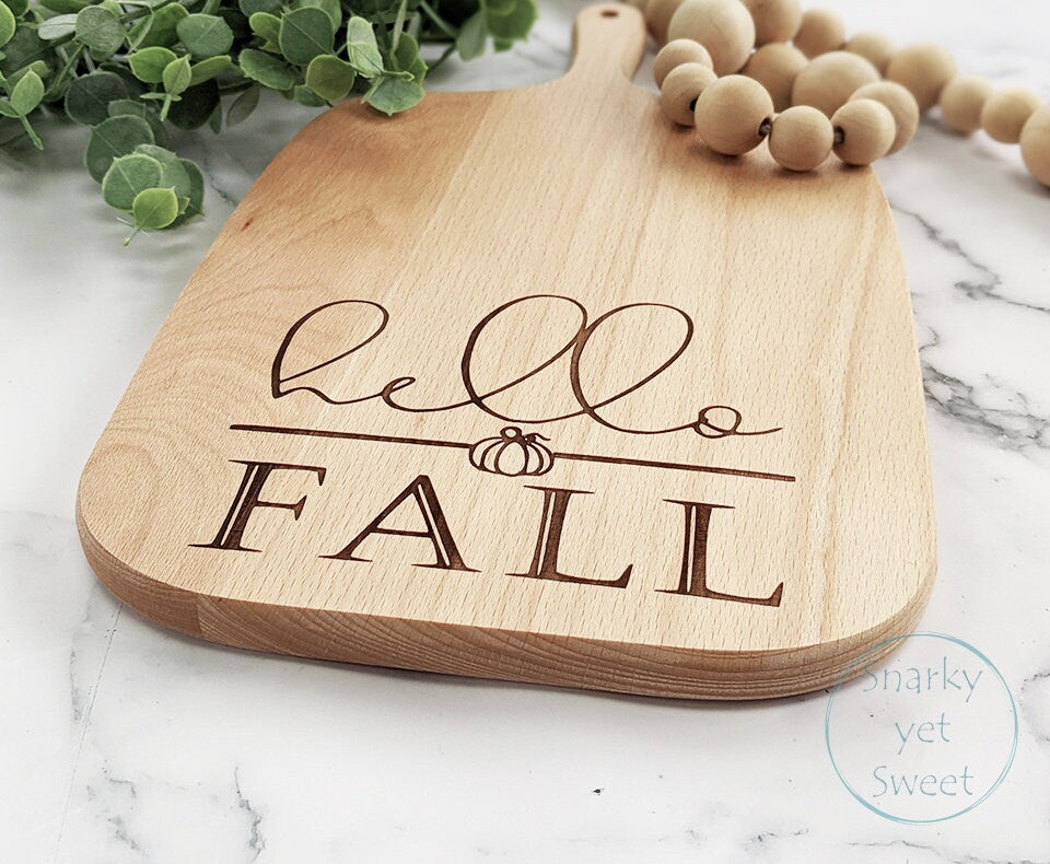 Hello Fall Decor, Fall cutting board, realtor closing gift, realtor cutting board, Fall kitchen decor
