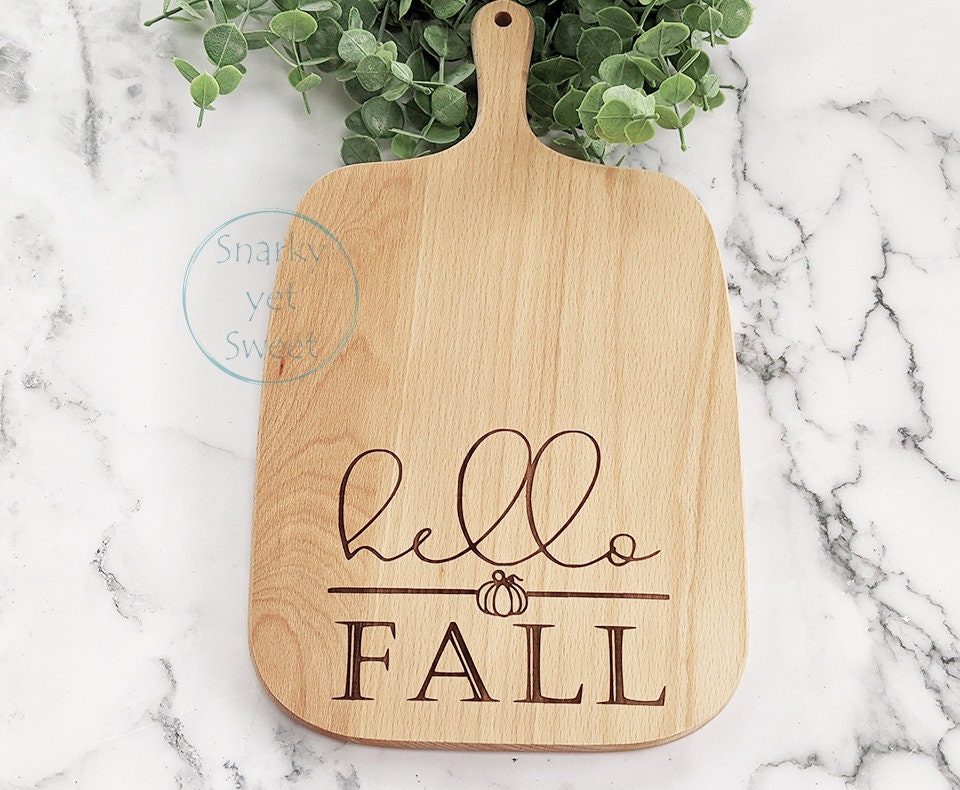 Hello Fall Decor, Fall cutting board, realtor closing gift, realtor cutting board, Fall kitchen decor
