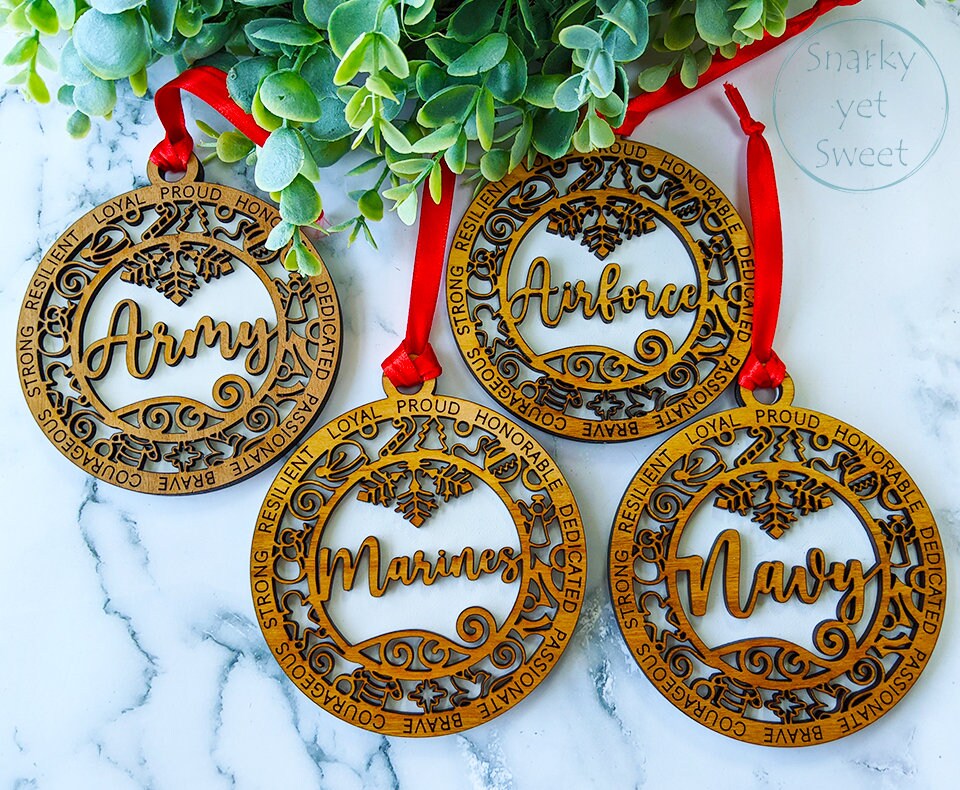 Navy layered ornament, navy ornament, military ornament, personalized ornament, unique wood ornament, laser cut ornament