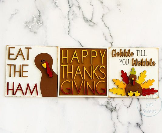 Thanksgiving Leaning Ladder Sign, Fall Decor, Leaning Ladder Tiles, Leaning Ladder Sign, Holiday Decor, Eat the Ham