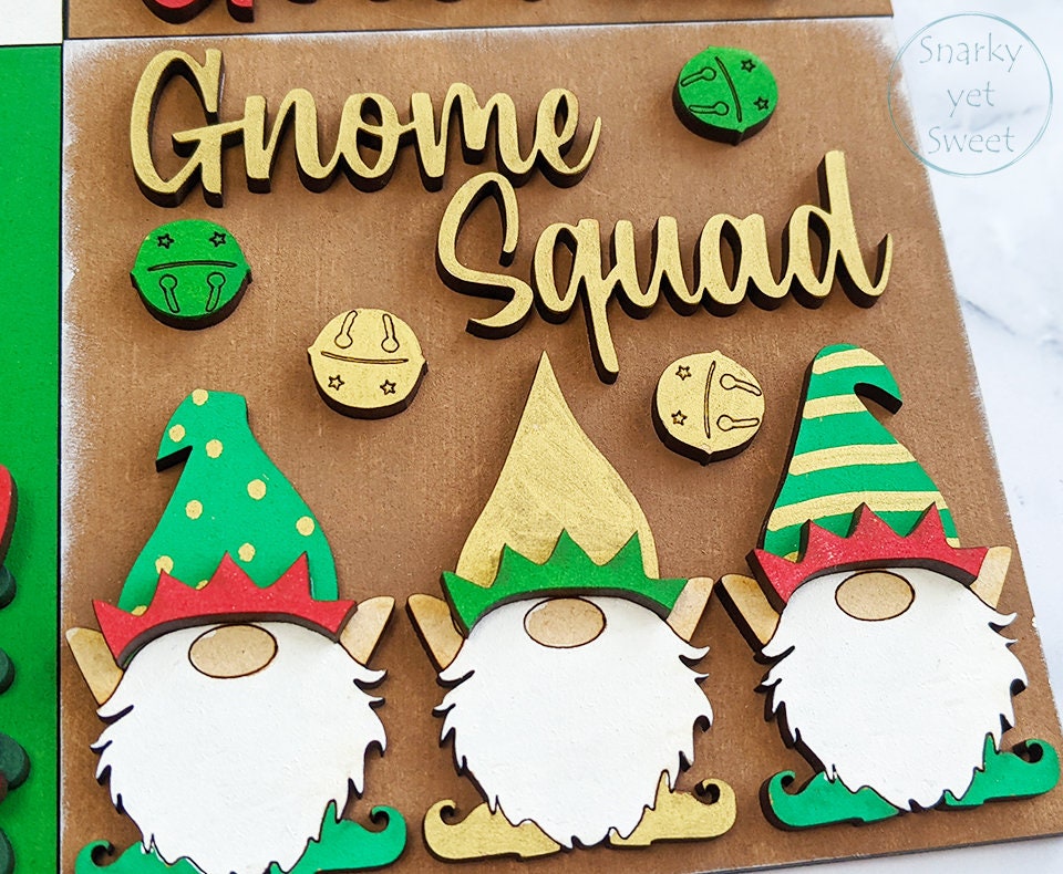 Christmas Gnome Leaning Ladder Sign, Christmas Decor, Leaning Ladder Tiles, Leaning Ladder Sign, Holiday Decor, Gnomes, Gnome Squad