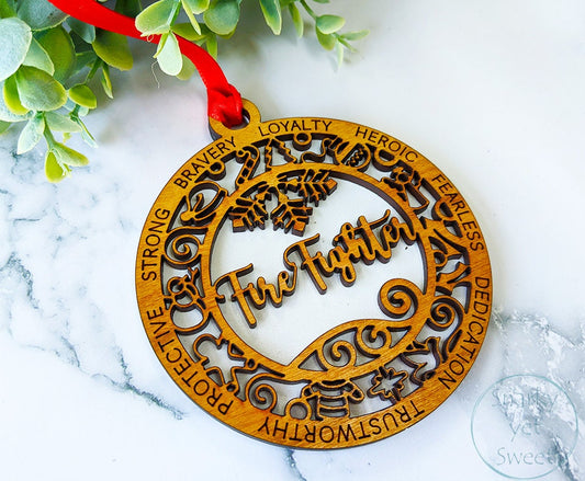 Fire fighter layered ornament, fire fighter ornament, fireman ornament, personalized ornament, unique wood ornament, laser cut ornament
