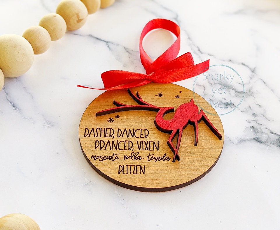 Blitzen ornament, funny gift, funny Christmas ornament, gift for friend, unique gift, holiday decor, reindeer ornament