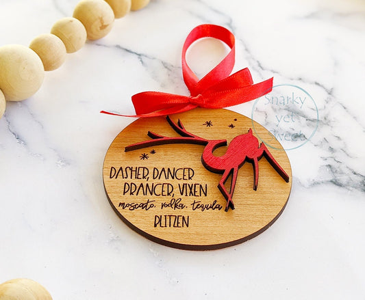 Blitzen ornament, funny gift, funny Christmas ornament, gift for friend, unique gift, holiday decor, reindeer ornament
